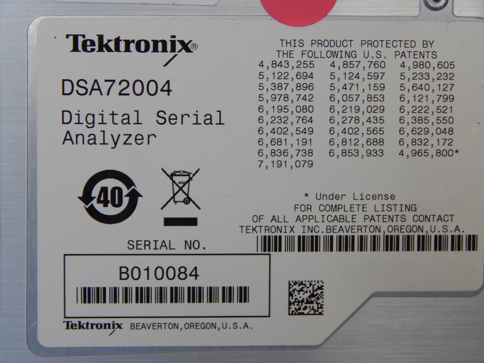 Tektronix DSA72004 Oscilloscope, option loaded & NIST cal'ed w/data Tektronix DSA72004 Oscilloscope, option loaded & NIST cal'ed w/data